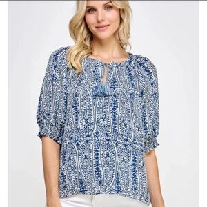 Ellison - Printed Paisley blouse - Shelley blue - Women’s size Medium